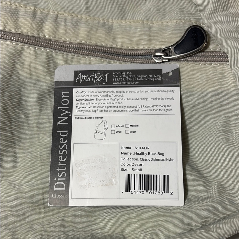 AMERIBAG 17" DISTRESSED NYLON HEALTHY BACK BAG TOTER (SMALL) CROSSBODY SLINGBAG - Picture 11 of 15